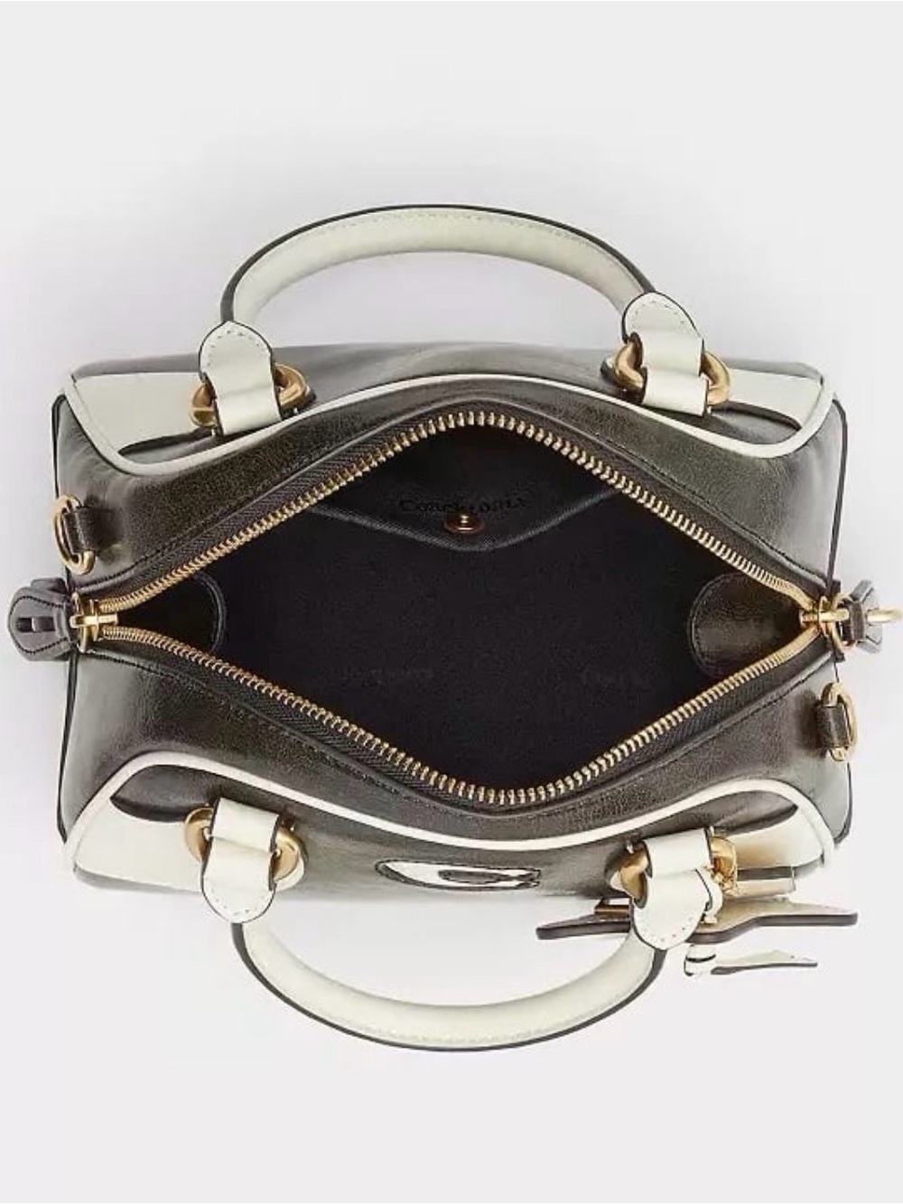 Coach Coachtopia Bowling Top Handle Bag in Black & White Upcrafted Leather NWT - Picture 4 of 11